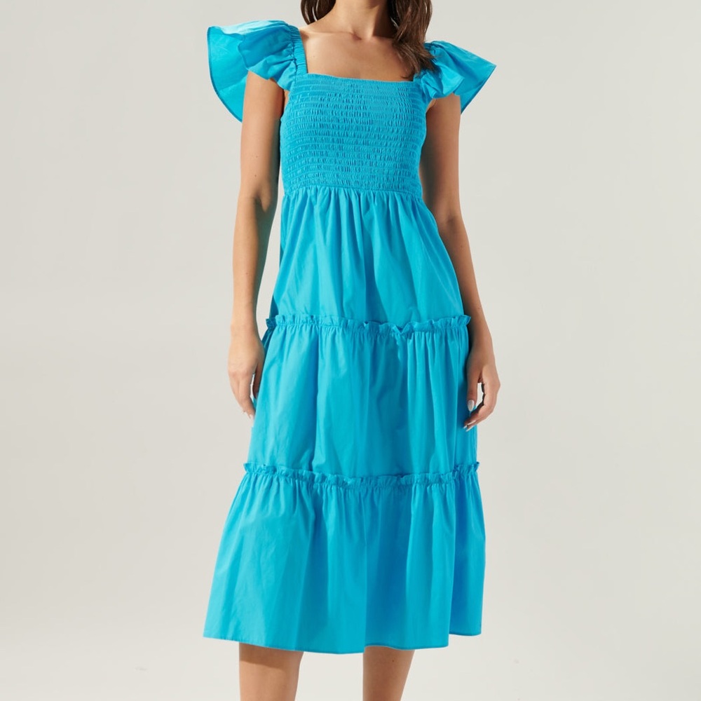 Smocked Tiered Midi Dress